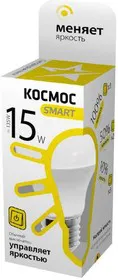 Лампа светодиодная A60 15Вт грушевидная 3000К E27 220В 3 уровня яркости Smart КОСМОС LksmLEDSD15wA60E2730