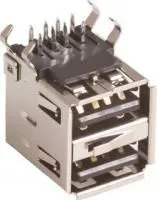 USBA-2J (DS1096 B), Розетка двойная на плату, тип A (черная) (OBSOLETE)