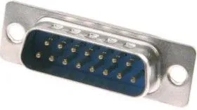 DS15PT-H-CN (DB-15M), Разъем D-Sub 15 конт. вилка 2-х рядн., пайка на кабель синий изолятор