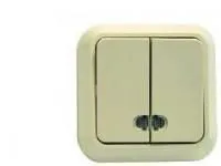 Выключатель 2-кл. ОП 10А IP20 с подсветкой крем. Makel 45223