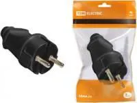 SQ1806-0004, Вилка прямая черная с заземлением 16А 250В