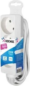 Удлинитель 3х1.5м без заземл. 16А IP20 ПВС 2х1 Космос YKsm1.5m-3g(K)