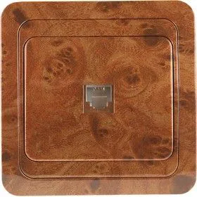 SV-54117-N, Розетка СВЕТОЗАР ГАММА телефонная, одинарная, цвет орех