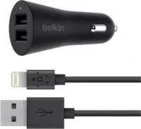 F8J221bt04-BLK, Зарядное устройство Belkin АЗУ BoostUp 2xUSB-A 2.4A + кабель lightning (1.2m), Black