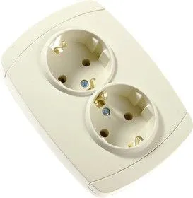 SV-54207-B, Розетка двойная, с заземлением, слоновая кость 16 А/~250 В
