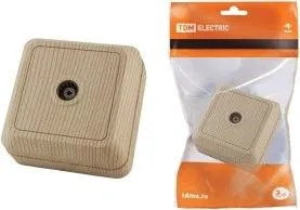 Розетка TВ простая (0-2400 Гц, мама) открытой установки, IP20 сосна Ладога TDM