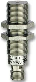 DW-AS-703-M18-002, Индуктивный бесконтактный датчик, 700 серия, M18, 10мм, PNP, 10В до 30В DC, разъем