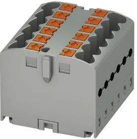 PTFIX 12X2,5 GY, Клеммная колодка с перегородкой в панель, 24 А, 500 В, 12-полюсный, 6, Вставной, 12 AWG
