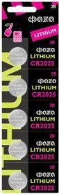 Элемент питания литиевый CR2025 BL-5 (уп.5шт) ФАZА 4895205003187