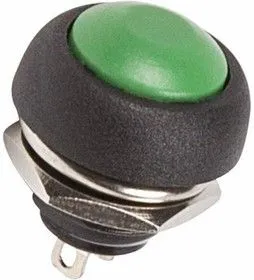 36-3053, Выключатель-кнопка 250V 1А (2с) OFF-(ON) Б/Фикс зеленая Micro
