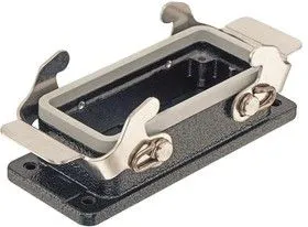 09370161301, Разъем для тяжелых условий, Base, Bulkhead Mount, Корпус из Алюминия, 2 Рычага, 16B