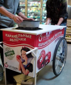 Тележка с карамелизатором для изготовления яблок в карамели, *