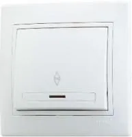 Выключатель 1-кл. СП Мира проходн. с подсветкой бел/бел. Lezard 701-0202-114