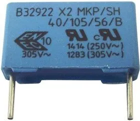 B32922C3224K289, Safety Capacitor, 0.22 F, X2, B32922 Series, 305 V, Metallized PP