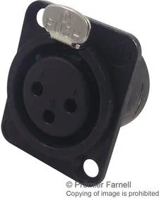 NC3FD-L-B1, Аудио разъем XLR, 3 контакт(-ов), Гнездо, Монтаж в Панель, Контакты с Покрытием из Золота
