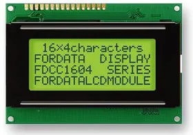 FC1604A01-FSYYBW-51*K, Буквенно-цифровой ЖКД, 16 x 4, Черный на Желтом / Зеленом, 5В, Английский, Евро, Полупрозрачный