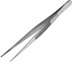 12-0346, Пинцет прямой, узкий, рифленый 145 мм ПРОФИ