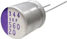 16SEF270M, Polymer Aluminium Electrolytic Capacitor, 270 мкФ, 16 В, Радиальные Выводы, OS-CON SEF Series