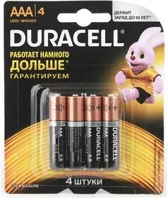 Элемент питания алкалиновый LR MN 2400/LR03 Basic BP-4 (блист.4шт) Duracell Б0014046/Б0026813