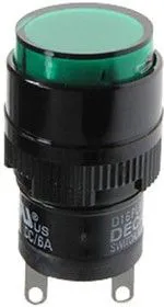 D16PLR1-000JG, индикатор светодиодный зеленый 12В/80мА