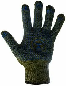 09-0245, Перчатки х/б Олива с нанесением Точка 5 нитей, 66-68 г