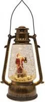 501-066, Декоративный фонарь с эффектом снегопада и подсветкой Санта Клаус, теплый белый