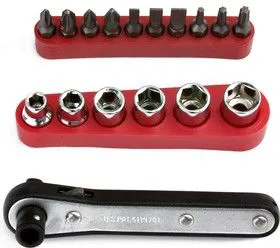 1PK-202A, Ключ трещотка с набором бит (16шт)