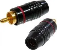 1-224G RED, штекер RCA металл на кабель красный 47мм позолоченный