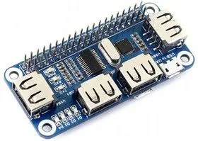 USB HUB HAT, Хаб на 4 USB порта форм-фактора HAT для Raspberry Pi