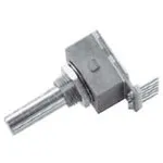 REC16K25-201, Encoders 25 P/R resolution, manual optical, square wave, 16mm square, pin header, detent feel, single shaft with push switch