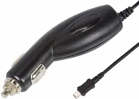 16-0251, Автозарядка в прикуриватель miniUSB (АЗУ) (5 V, 1000 mA) шнур спираль 1.2 м черная