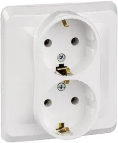 Розетка 2-м СП Этюд 16А с заземл. бел. SchE PC16-007B