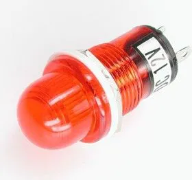 P-809R-12V, лампа накаливания c держателем красная 12В d=19мм