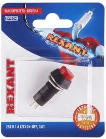 06-0314-A, Выключатель-кнопка 250V 1А (2с) ON-OFF красная (PBS-11А) (в упак. 1шт.)