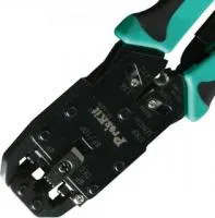 CP-200R ProsKit Клещи для обжима витой пары профессиональные (10P/8P/6P/4P, трещотка, 205мм)