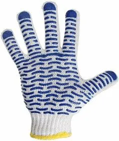 09-0214, Перчатки х/б с нанесением ПВХ (Волна), 4 нити, 55-56 г, 7,5 класс вязки