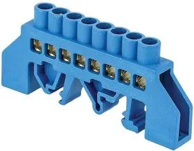 Шина нулевая N 8х12 8 отвер. латунь син. нейлоновый корпус комбинированный PROxima EKF sn0-125-8-dn