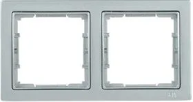 Рамка 2-м BOLERO Q1 РУ-2-БС квадрат. серебр. ИЭК EMB22-K23-Q1
