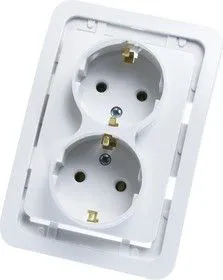 SV-54107-W, Розетка двойная, с заземлением, белая 16 А/~250 В
