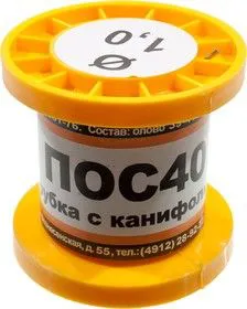 Припой ПОС40 ТР 1.0мм катушка 50г, (18-19г)