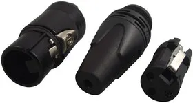 NC3FXX-BAG, Аудио разъем XLR, 3 контакт(-ов), Гнездо, Монтаж на Кабель, Контакты с Покрытием из Серебра