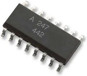 ACPL-247-560E, Оптопара, с транзистором на выходе, 4 канала, SOIC, 16 вывод(-ов), 50 мА, 3 кВ, 50 %