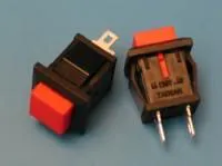 PSW-9AR (B169A), Кнопка 15х15 креп.защелка б/фикс.НР конт.(красная) 0.3A/250В