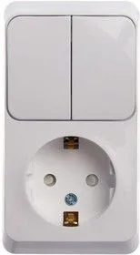 Блок ОП Этюд (1-м розетка с заземл. защ. шторки + 2-кл. выкл.) бел. SchE BPA16-202B