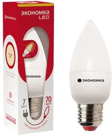 Лампа светодиодная CN 7Вт свеча 3000К тепл. бел. E27 540лм 220-240В ЭКОНОМКА Eco_LED7wCNE2730