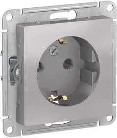 Механизм розетки 1-м СП ATLAS DESIGN с заземл. 16А алюм. SchE ATN000343