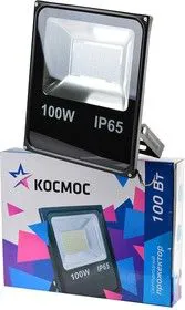 КОСМОС K_PR5_LED_100 светодиодный, 100 Вт, 6500К, IP65 черный, Прожектор
