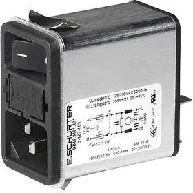 3-107-468, IEC фильтр, IP40, C14, 0.1 мкФ, 250 В AC, Стандартный, 8 А, Быстрое Соединение, 600 мкГн