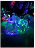 Гирлянда декоративная Елочные игрушки (прозр. насадки-пингвины лошадки маленькие олени) 4.4м 30LED мультиколор Космос KOC_GIR30LEDMIX3_RGB