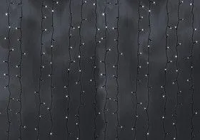 235-145, Гирлянда Светодиодный Дождь 2х3м, постоянное свечение, черный провод, 230 В, диоды БЕЛЫЕ, 760 LED
